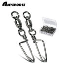 AMYSPORTS 50pcs/Pack Fishing Ball Bearing Swivels with Coastlock Snap (black)