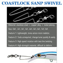 AMYSPORTS 50pcs/Pack Fishing Ball Bearing Swivels with Coastlock Snap (black)