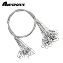 AMYSPORTS 20pcs/Pack Wire Fishing Leaders Stainless Heavy Duty Ball Bearing Swivel White Nickel