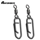 AMYSPORTS 50pcs/Pack High Strength Fishing Rolling Swivels Clips Snaps (Black)