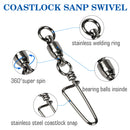 AMYSPORTS 50pcs/Pack Fishing Ball Bearing Swivels with Coastlock Snap (black)