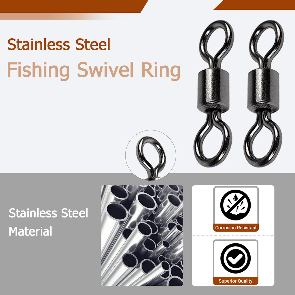 AMYSPORTS 25-100pcs/Pack High Strength Fishing Rolling Swivels (Black) AMYSPORTS 25-100pcs/Pack High Strength Fishing Rolling Swivels (Black)