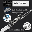 AMYSPORTS 20pcs/Pack Wire Fishing Leaders Stainless Heavy Duty Ball Bearing Swivel White Nickel