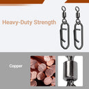 AMYSPORTS 50pcs/Pack High Strength Fishing Rolling Swivels Clips Snaps (Black)