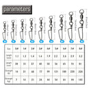 AMYSPORTS 50pcs/Pack Fishing Ball Bearing Swivels with Coastlock Snap (black)