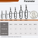 AMYSPORTS 50pcs/Pack High Strength Fishing Rolling Swivels Clips Snaps (Black)