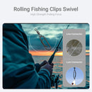 AMYSPORTS 50pcs/Pack High Strength Fishing Rolling Swivels Clips Snaps (Black)