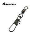 AMYSPORTS 200pcs/Pack Fishing Rolling Swivels with Interlock Snap (Black)