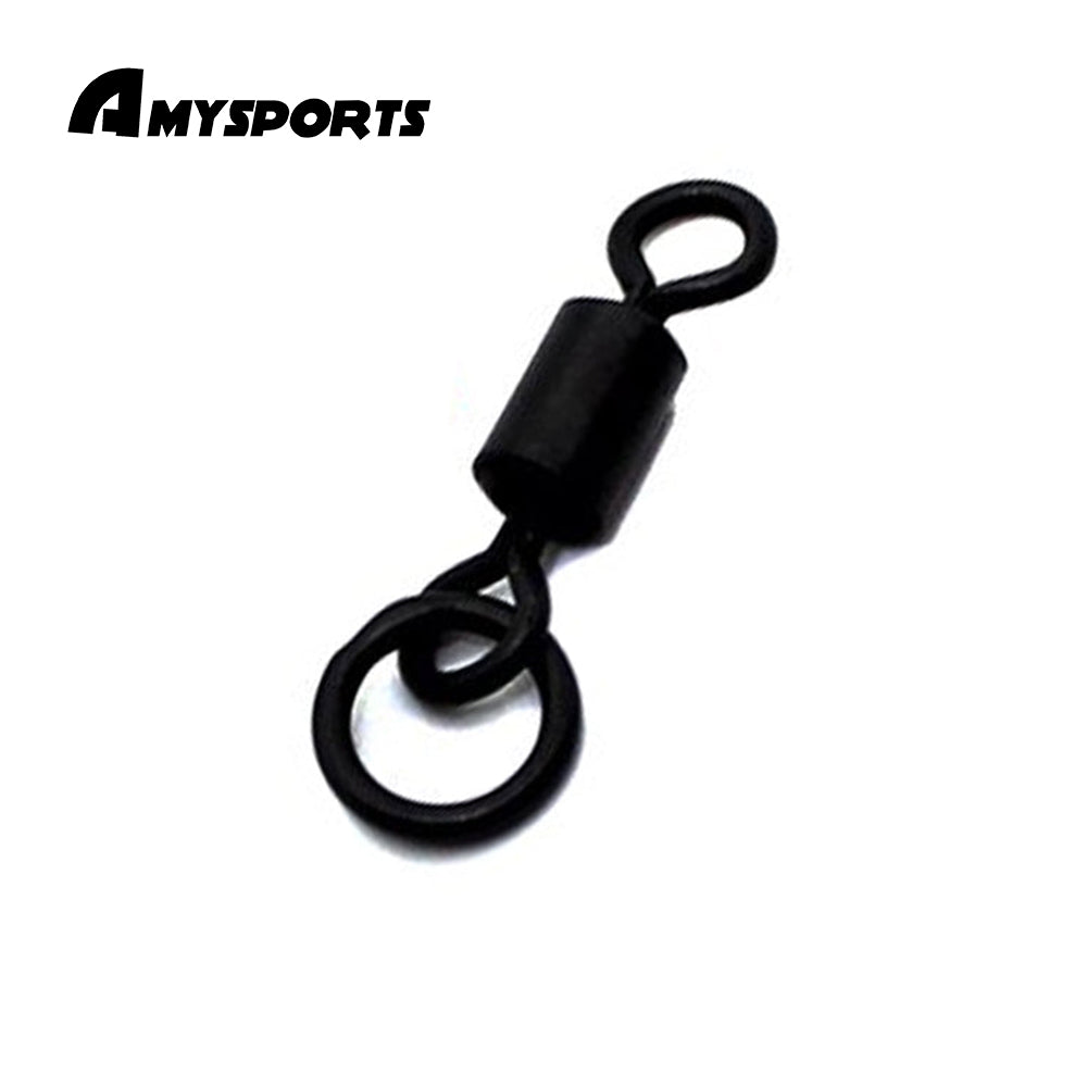 AMYSPORTS 200pcs/Pack Fishing Roling Swivels with Hook Ring (Black) AMYSPORTS 200pcs/Pack Fishing Roling Swivels with Hook Ring (Black)