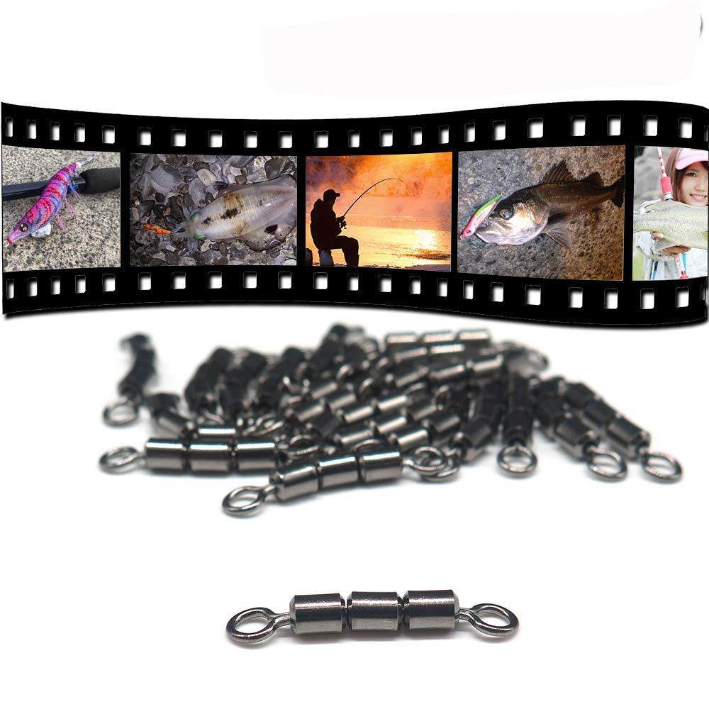 AMYSPORTS 50pcs/Pack Fishing Rolling Swivels 3 Roller (Black) AMYSPORTS 50pcs/Pack Fishing Rolling Swivels 3 Roller (Black)