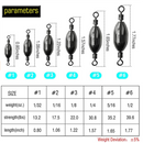 AMYSPORTS 10-20pcs/pack Saltwater Fishing Sinker with Swivel Rolling
