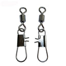 AMYSPORTS 200pcs/Pack Fishing Rolling Swivels with Interlock Snap (Black)