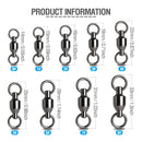 AMYSPORTS 25pcs/Pack Fishing Ball Bearing Swivels with Solid Welded Rings (Black)