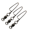 AMYSPORTS 25/50pcs/Pack Fishing Ball Bearing Swivels with Coastlock Snap (Black)