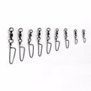 AMYSPORTS 25/50pcs/Pack Fishing Ball Bearing Swivels with Coastlock Snap (Black)