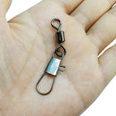 AMYSPORTS 200pcs/Pack Fishing Rolling Swivels with Interlock Snap (Black)