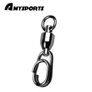 AMYSPORTS 25pcs/Pack Ball Bearing High Strength Fishing Snap Swivels (Black)