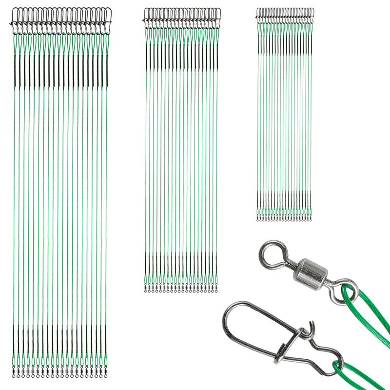 AMYSPORTS 60pcs/Pack Stainless Fishing Leaders Tackle Rolling Swivel Duo Lock Snap Black Nickel
