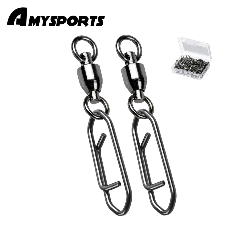 AMYSPORTS 25pcs/Pack High Strength Ball Bearing Snap Swivels (Black)