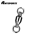 AMYSPORTS 25pcs/Pack Ball Bearing Rolling Fishing Swivel with Split Ring (Black)