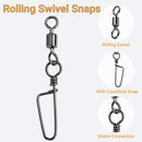 AMYSPORTS 25-50pcs/Pack Stainless Steel Fishing Rolling Swivels Coastlock Snaps (Black)