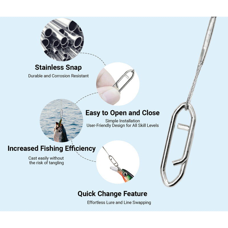 AMYSPORTS 30-50pcs/Pack Heavy Duty Stainless Wire Fishing Leaders Barrel Swivel White Nickel