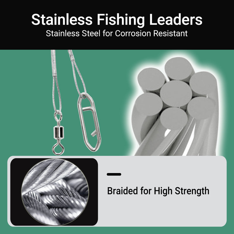 AMYSPORTS 30-50pcs/Pack High Strength Stainless Steel Fishing Leaders Rolling Swivel White Nickel