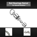 AMYSPORTS 25pcs/Pack Ball Bearing High Strength Fishing Snap Swivels (White)