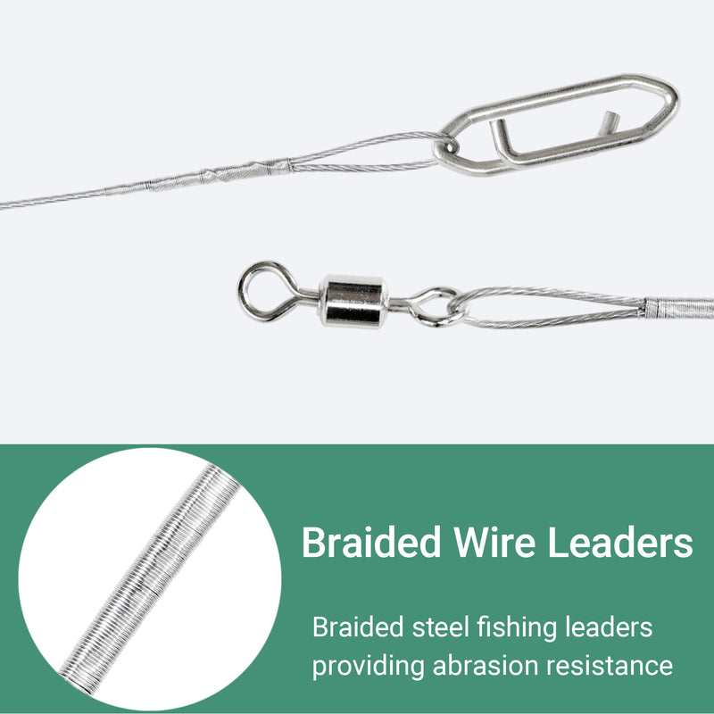 AMYSPORTS 30-50pcs/Pack High Strength Stainless Steel Fishing Leaders Rolling Swivel White Nickel