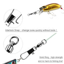 AMYSPORTS 25-50pcs/Pack Ball Bearing Lure Connector Fishing Swivels Interlock Snap (Black)