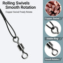 AMYSPORTS 30-50pcs/Pack High Strength Stainless Steel Fishing Leaders Rolling Swivel Black Nickel