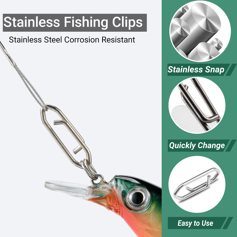 AMYSPORTS 30-50pcs/Pack High Strength Stainless Steel Fishing Leaders Rolling Swivel White Nickel