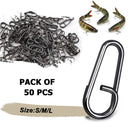 AMYSPORTS 50pcs/Pack Stainless Steel Fishing Snap Freshwater (Black)