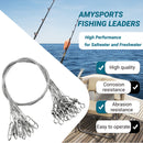 AMYSPORTS 30-50pcs/Pack Heavy Duty Stainless Wire Fishing Leaders Barrel Swivel White Nickel