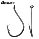 AMYSPORTS 50pcs/Pack Carbon Steel Offset Circle Hooks