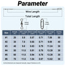 AMYSPORTS 30-50pcs/Pack Heavy Duty Stainless Wire Fishing Leaders Barrel Swivel Black Nickel