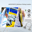 AMYSPORTS 30-50pcs/Pack Heavy Duty Stainless Wire Fishing Leaders Barrel Swivel White Nickel