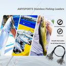 AMYSPORTS 30-50pcs/Pack Heavy Duty Stainless Wire Fishing Leaders Barrel Swivel Black Nickel