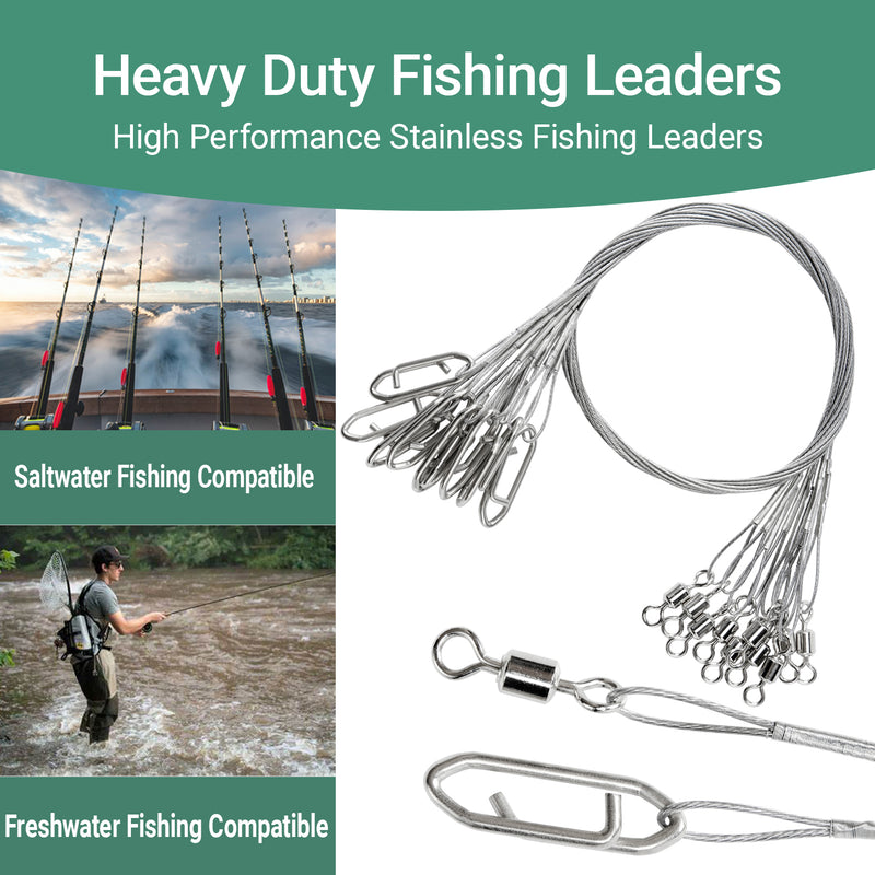 AMYSPORTS 30-50pcs/Pack High Strength Stainless Steel Fishing Leaders Rolling Swivel White Nickel