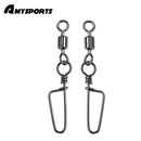 AMYSPORTS 25-50pcs/Pack Stainless Steel Fishing Rolling Swivels Coastlock Snaps (Black)