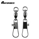 AMYSPORTS 25-50pcs/Pack Ball Bearing Lure Connector Fishing Swivels Interlock Snap (Black)