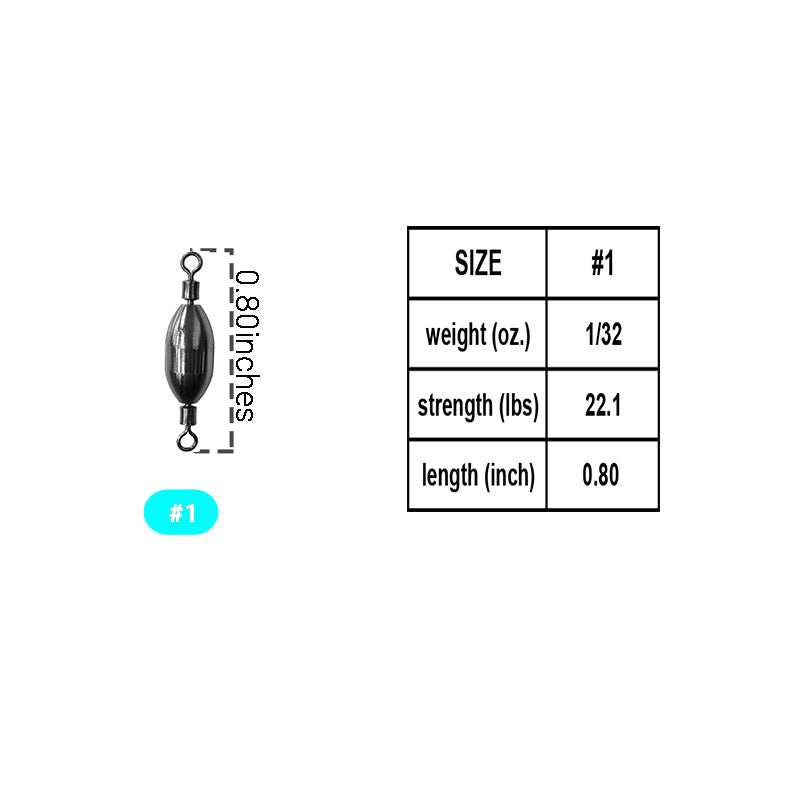 AMYSPORTS 10-20pcs/pack Saltwater Fishing Sinker with Swivel Rolling