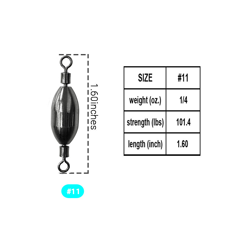 AMYSPORTS 10-20pcs/pack Saltwater Fishing Sinker with Swivel Rolling