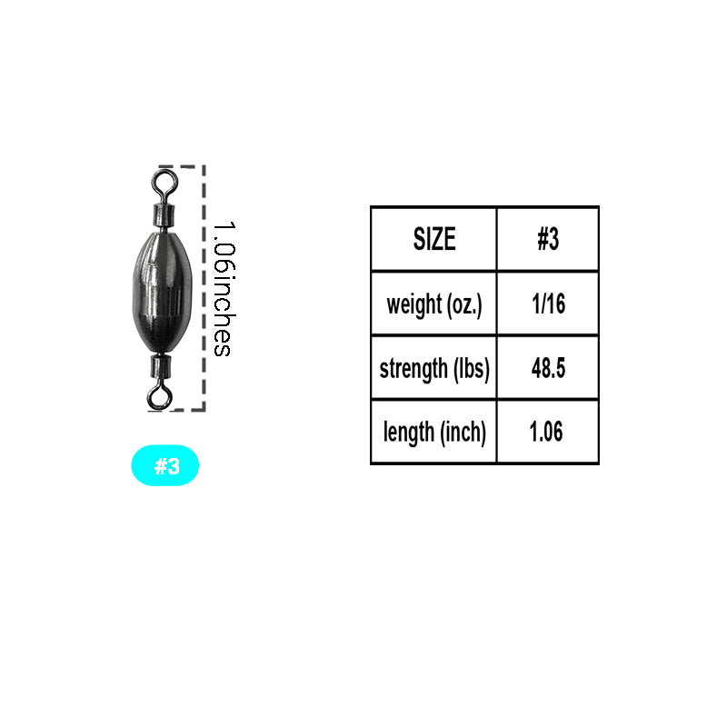 AMYSPORTS 10-20pcs/pack Saltwater Fishing Sinker with Swivel Rolling