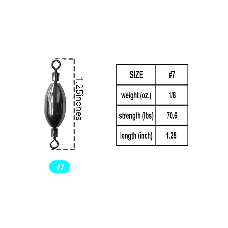 AMYSPORTS 10-20pcs/pack Saltwater Fishing Sinker with Swivel Rolling