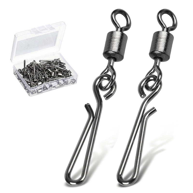 american fishing rolling pole swivel AMYSPORTS 100pcs/Pack Fishing Rolling Swivels with Strength Snap, 1#-100pcs