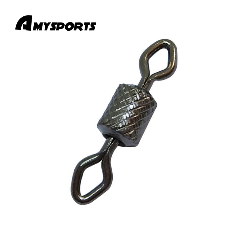 AMYSPORTS 500pcs/Pack Fishing Rolling Swivels with Two Eye Hook (Black)
