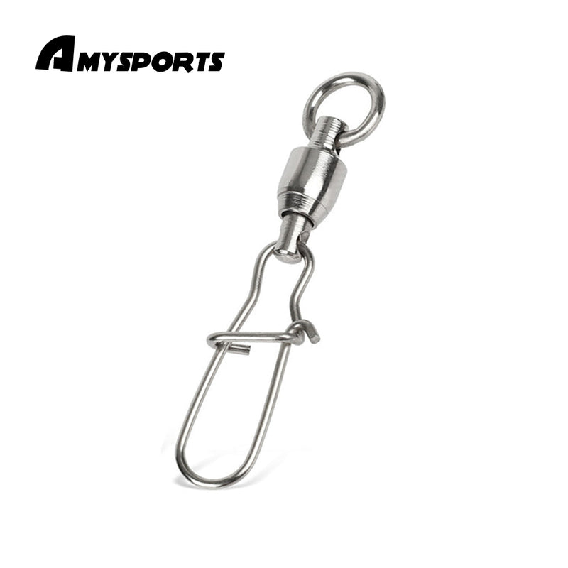 AMYSPORTS 50pcs/Pack Fishing Ball Bearing Swivels with Duo Lock Snap (White)