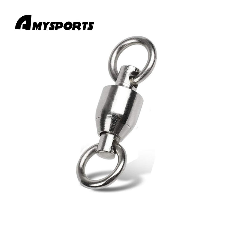 AMYSPORTS 50pcs/Pack Fishing Ball Bearing Swivels with Solid Welded Rings (White)