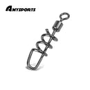 AMYSPORTS 50pcs/Pack Fishing Rolling Swivel with Corkscrew Snap (Black)